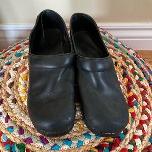 Dansko Black Leather Clogs Shoes